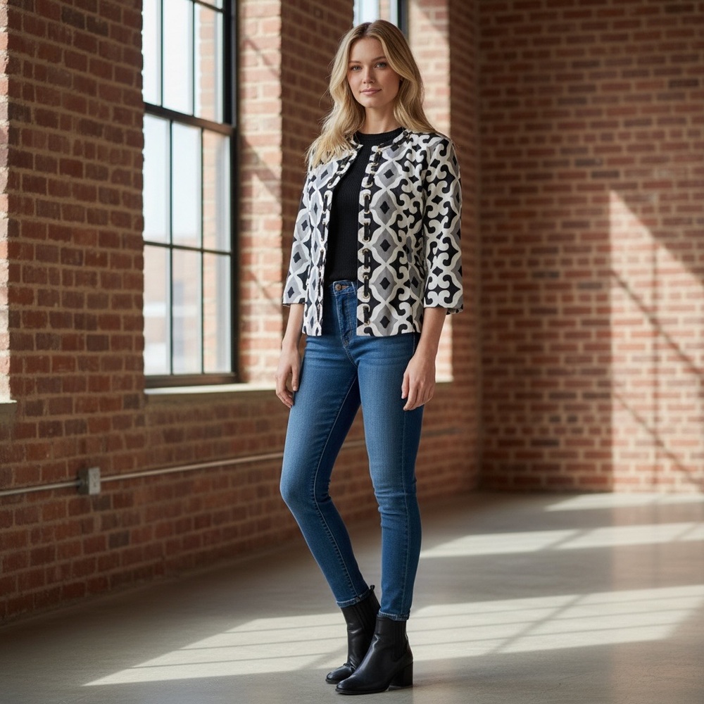 Marisa Christina: Collarless, Open Blazer